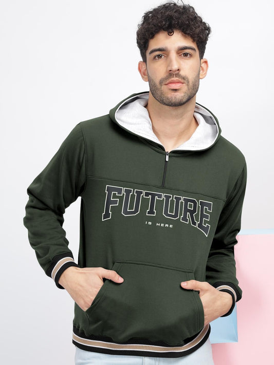 Men's Fleece Typography Print Hoodie